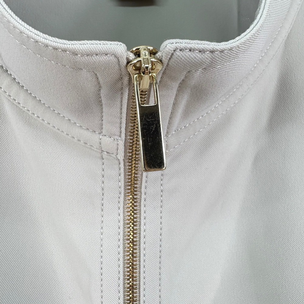 St John Womens Large Grey Cream Colorblock Full Zip Mock Neck Jacket L Sporty - Picture 4 of 12